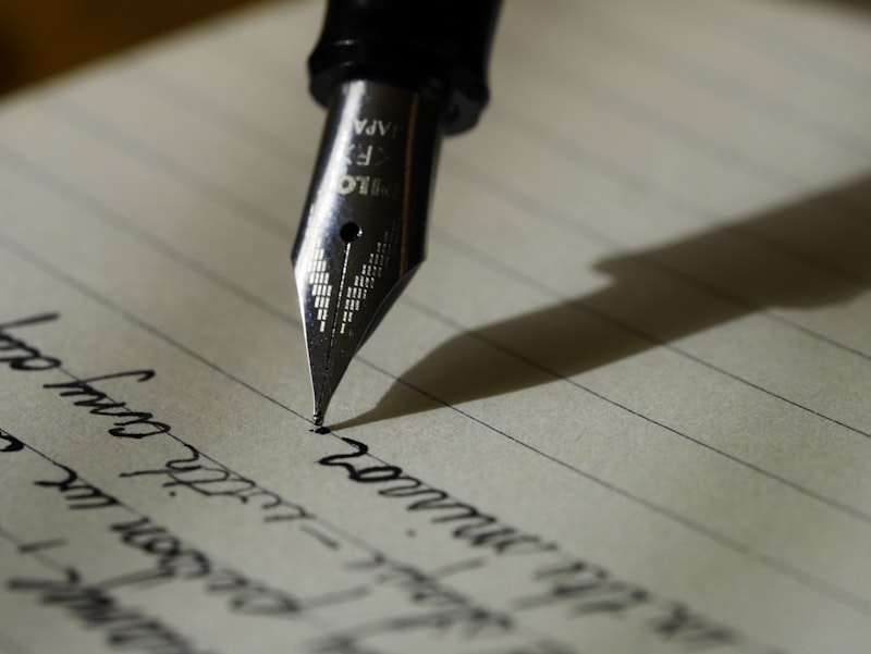 Writing with pen on paper